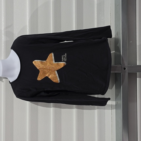 H&M Other - H&M Black  Long‎ Sleeve With Gold Star Shirt Size 8/10
